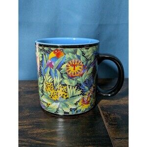Vintage Laurel Burch Mug Jungle Wine Things 2004 Coffee Sonoma CA Animal Print
